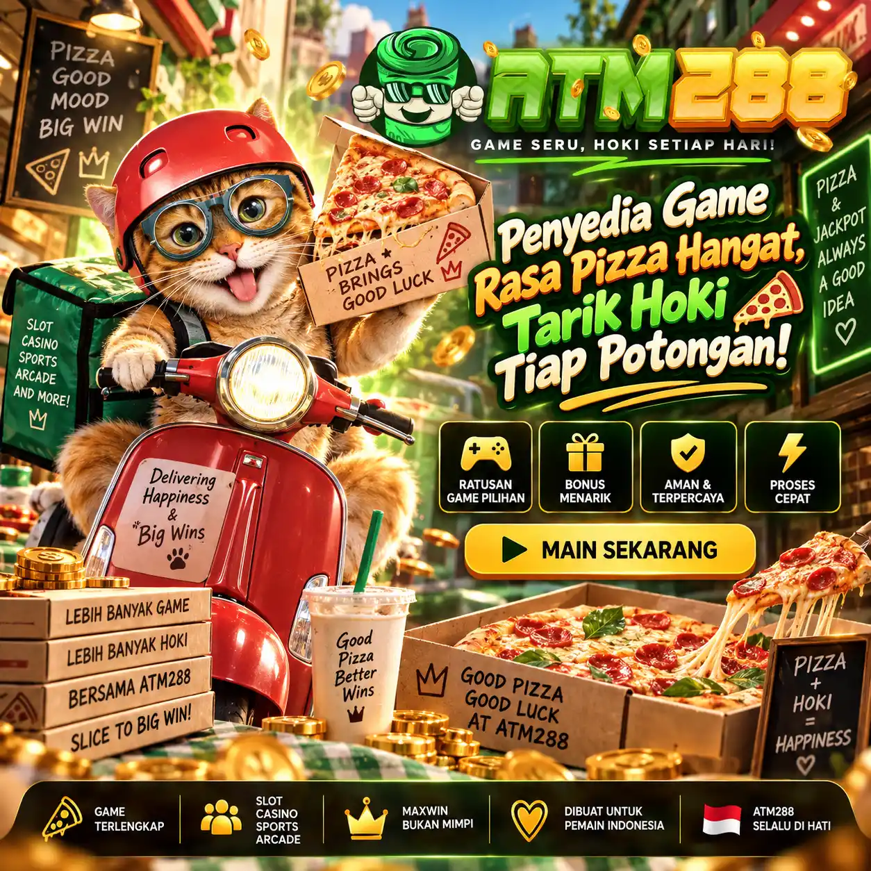 Thumbnail 1 of 3, Poster, ATM288 | Penyedia Game Rasa Pizza Hangat, Tarik Hoki Tiap Potongan! designed and sold by atm288.