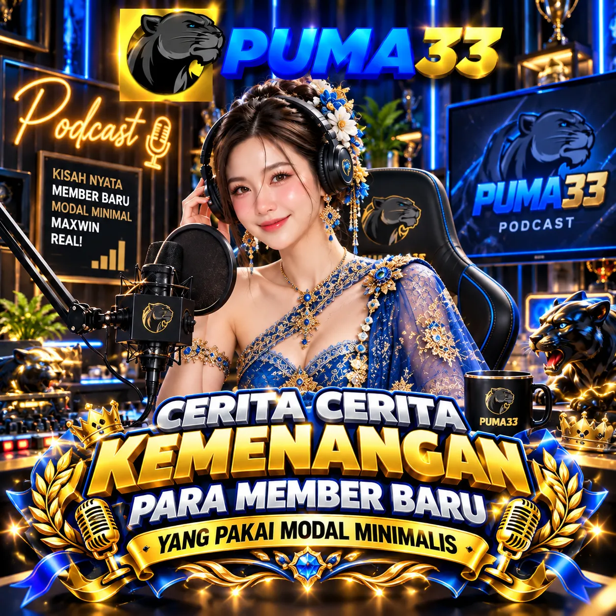 Ilustrasi PUMA33 tentang cerita kemenangan member baru dengan modal minimalis