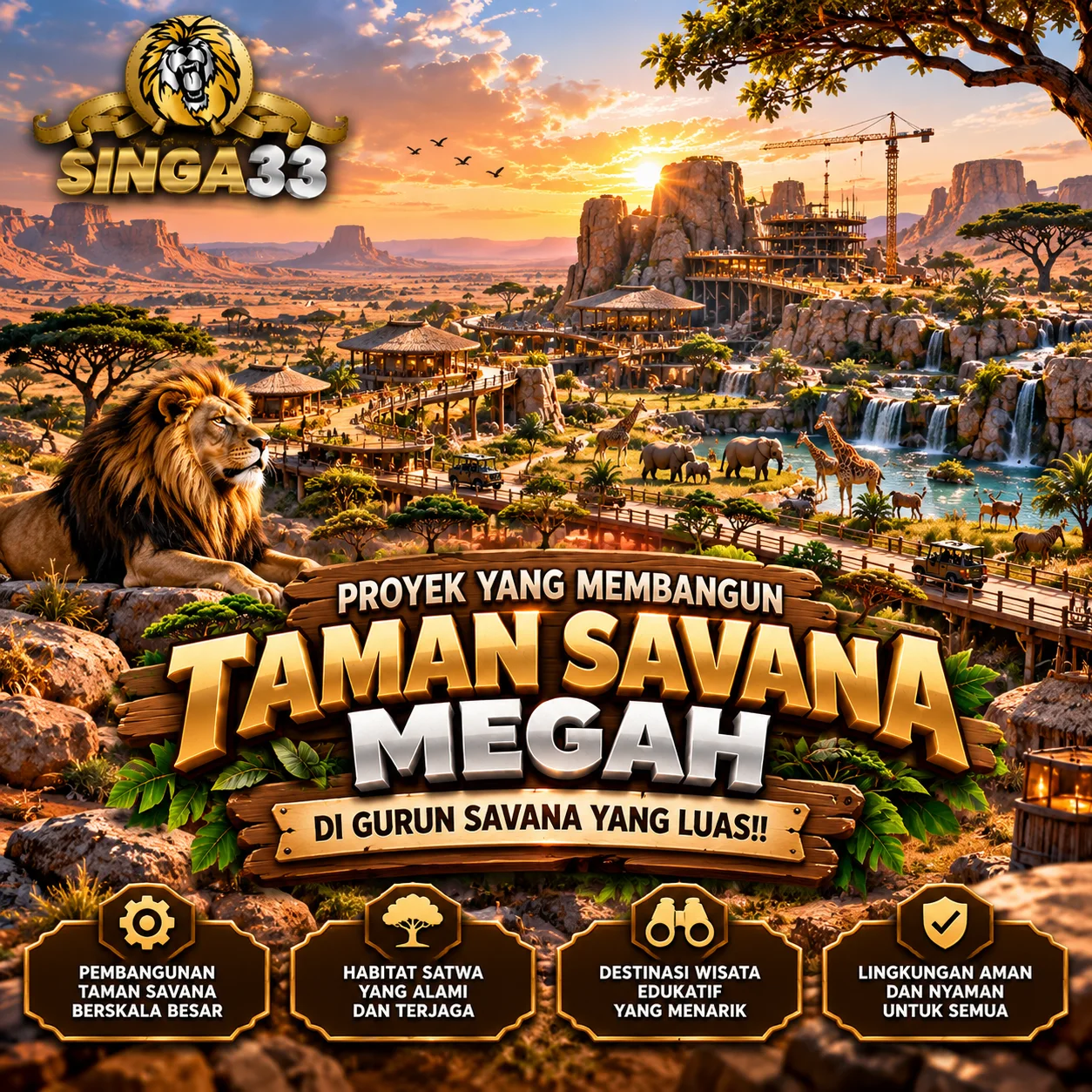 SINGA33: Proyek Yang Membangun Taman Savana Megah Di Gurun Savana Yang Luas!!